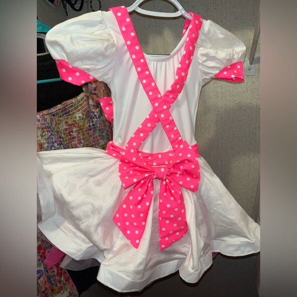 XSC WEISSMAN White & Pink Polka Dot Dance Wear Costume Apron Dress NWOT - Picture 9 of 12